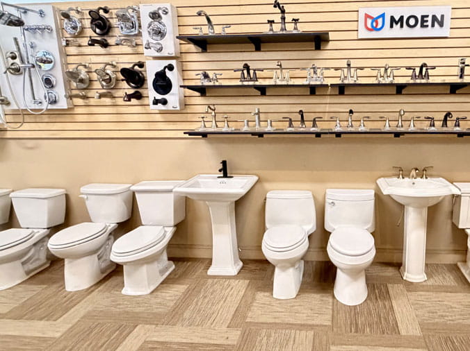 Moen toilets and bathrooms fixtures at Hughes Supply Monroe NC